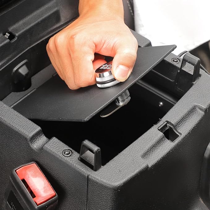 RT-TCZ for Wrangler JL Center Console Organizer Gun Safe Box with Lock for Jeep Wrangler JL JLU 2018+ for Gladiator JT 2020+ Black Storage Accessories