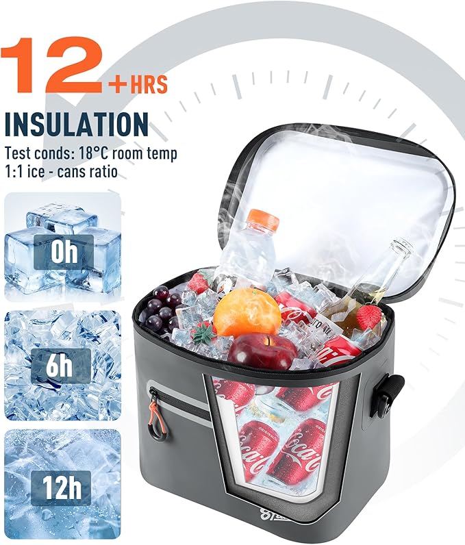 Soft-Sided Cooler Bag, 7/16/30 Can Insulated Lunch Box, Waterproof, Leak-Proof, Portable Lunch Bag for Work, Beach, Drink, Travel, Camping, Picnic