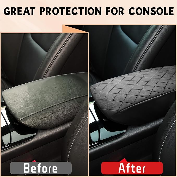 Center Console Cover Compatible with Ford Fusion 2013-2016 Leather Armrest Box Cushion Cover Middle Console Pad
