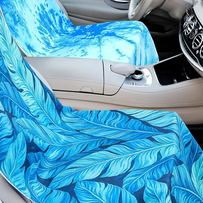 4 Pack Car Seat Towel Covers with Storage Bag 63 x 32 Inch Athletic Running Towel Seat Sweat Washable Non Slip Cover Gift for Car Outdoor Sport Activities (Ocean Landscape)