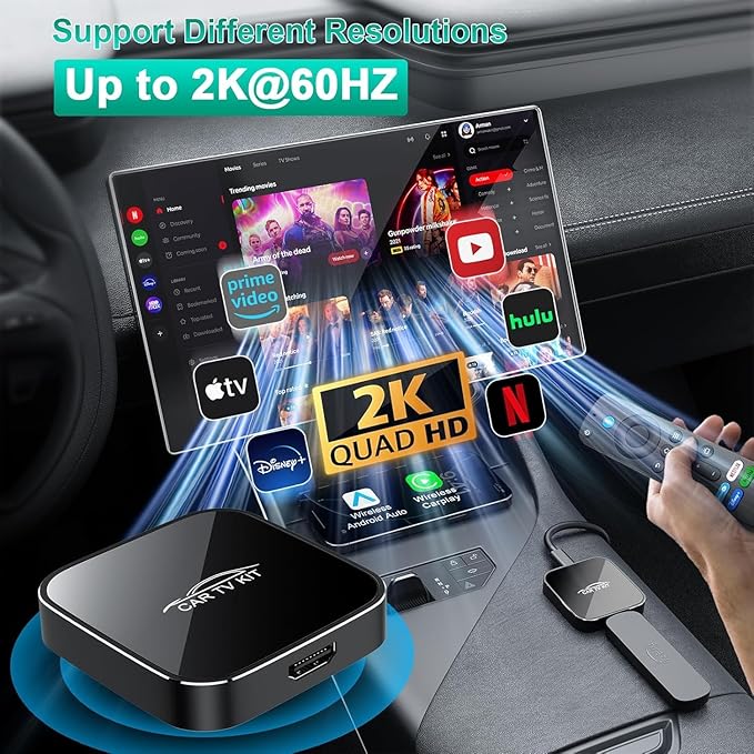 Car TV Mate Pro with Wireless CarPlay and Android Auto Adapter,Upgrade HDMl Multimedia Adapter for TV Stick Converter,HDMI Car Play Dongle (Black)