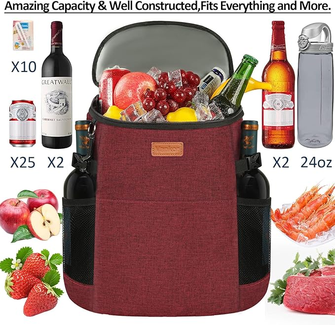 Camping Cooler Backpack 30 45 Cans, Soft Backpack Coolers Insulated Leak Proof Travel Cooler Bag Waterproof Lunch Picnic Beach Work Trip Thermal Bag Drink Beverage Beer Bag Cooler