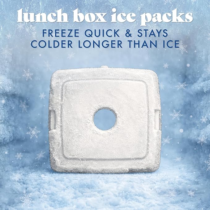 Cool Coolers by Fit & Fresh Slim Ice Packs, Quick Freeze Reusable Ice Packs for Lunch Boxes & Coolers, Long-Lasting, Space Saving Lunch Ice Packs, Multicolor, 4Pk