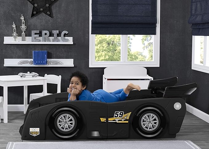 Delta Children Grand Prix Race Car Toddler and Twin Bed, Black