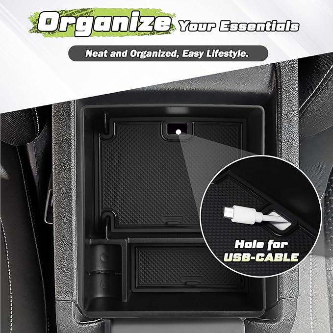Sunsdrew Center Console Organizer for GMC Acadia 2017-2023 Accessories Acadia SL SLE SLT Denali AT4 Armrest Insert Console Tray ABS Organizer Armrest Storage Box