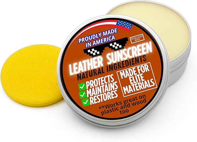 Leather UV Protector Deep Conditioner – Revive, Protect & Restore Leather – UV Shield & Water Repellent for Outdoor Use – Prevents Cracks Fading & Drying on Car Seats, Furniture, Boots, Bags & Tack