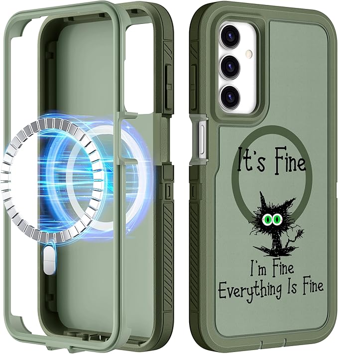 for Samsung Galaxy A15 5G Phone Case - Compatible with MagSafe Women Girls Cute Magnetic Protective Cover Cool Cat Kawaii Girly Design Heavy Duty Shockproof for Samsung A15 5G Case 6.5"