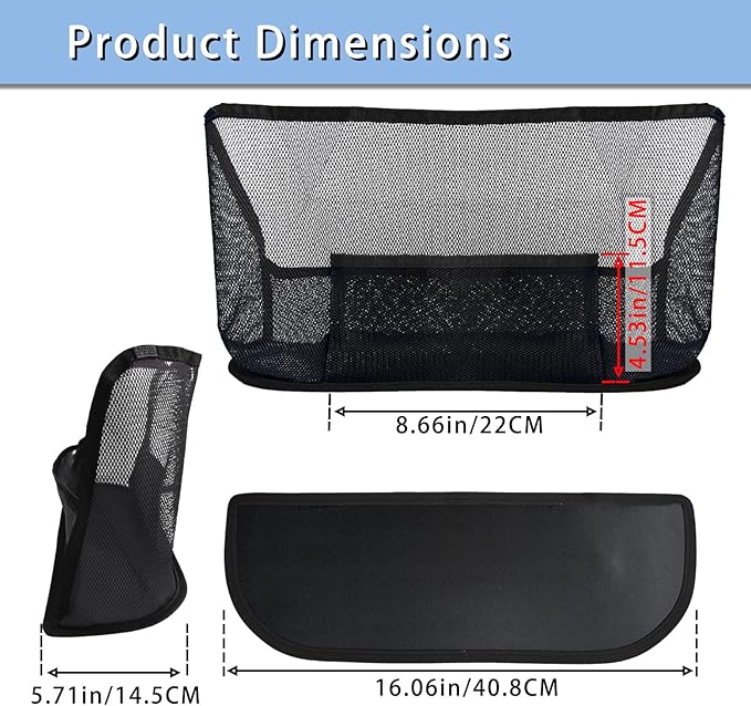 Car Storage Bag, Auto Net Pocket Handbag Holder, Driver Storage Netting Pouch for Document Phone Tissue Purse Storage, Organizer Mesh Bag Between Two Seats, Backseat Pets Barrier, Black
