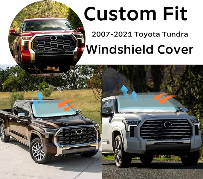 INSAUTO for Tundra 2020 Windshield Sunshade Car Window Sun Shade Custom Fit 2007-2021 Toyota Tundra Windshield Cover Limited SR5 Platinum TRD Pro 2Dr 4Dr Pickup Truck Accessories Sun Shield Protector