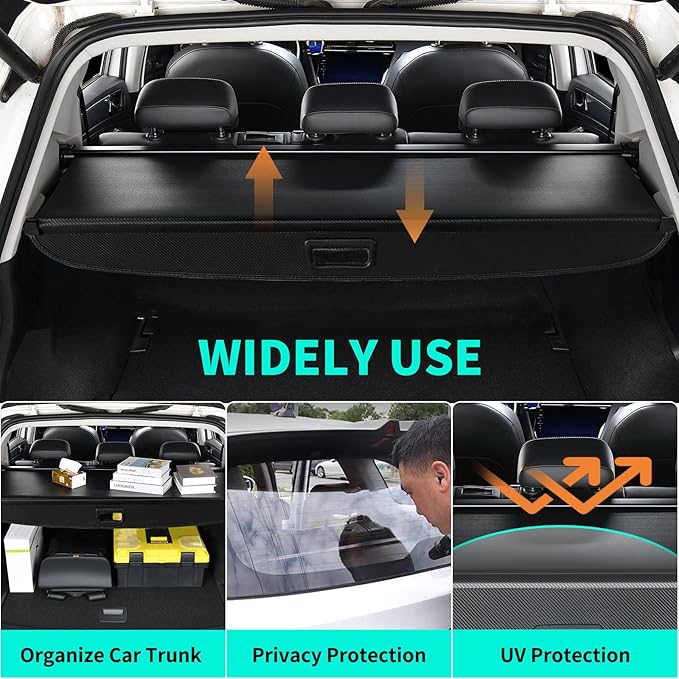 Tecoom Cargo Cover fit for Ford Bronco 2024 2023 2022 2021 Accessories, Retractable Rear Trunk Cover Luggage Security Shade, Anti-Peeping Privacy Screen Protector, Carbon Fiber Texture