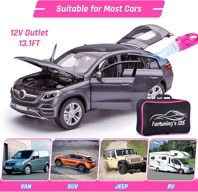 55PCS Pink Car Detailing Kit Interior Cleaner with High Power Handheld Vacuum, Car Wash kit with Detailing Brush Set,Car Interior Detailing Kit,Car Accessories for Cars,Gifts for Women