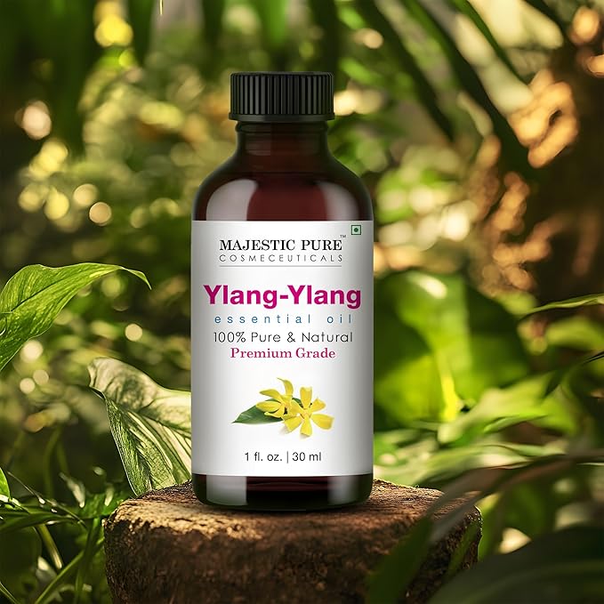 Majestic Pure Essential Oil with Glass Dropper - 100% Pure and Natural - Essential Oils for Diffuser, Aromatherapy, Soap and Candle Making, Ylang Ylang Essential Oil, Ylang Ylang Oil, 4 Fl Oz