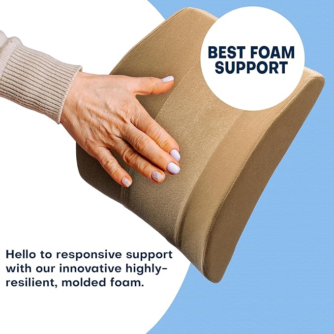 Bucket Seat Thick Foam Lumbar Support Cushion: Orthopedic Relief for Car Seats & Chairs-Black