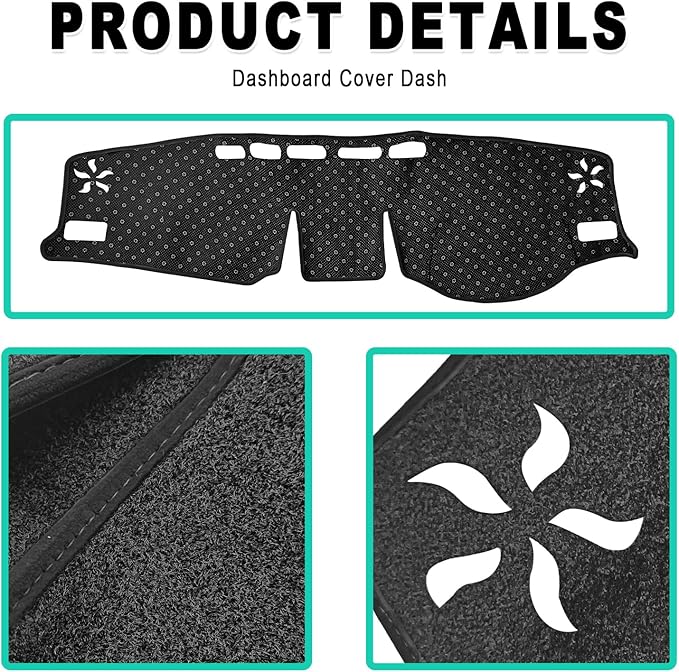 Dash Cover Mat, Center Console Cover Sunshield Protector, Dashboard Cover Compatible with T0y0ta RAV 4 2019 2020 2021 2022 2023 2024 2015 (Black Trim)