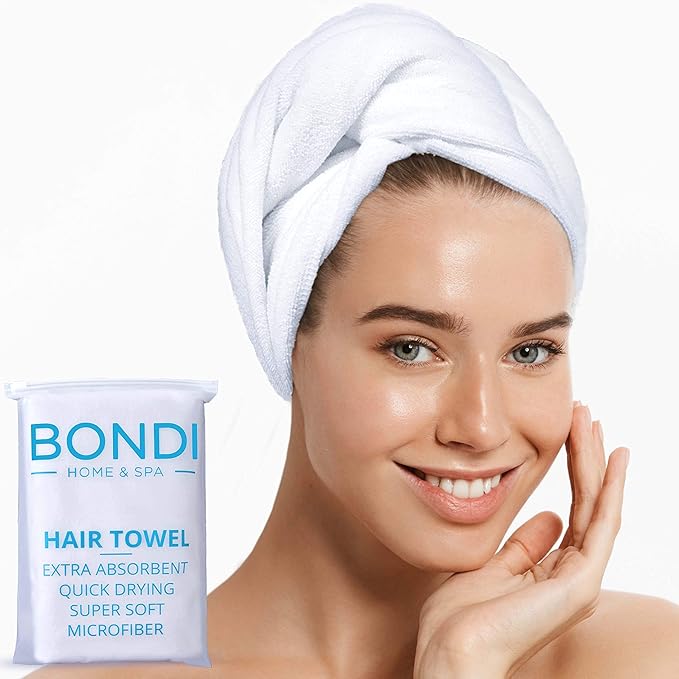 Bondi SPA Microfiber Hair Towel – Dries Hair 50% Faster – Anti-Frizz Towel for All Hair Types – Super Absorbent & Soft - XL (Rectangle) - 42 x 22 inches