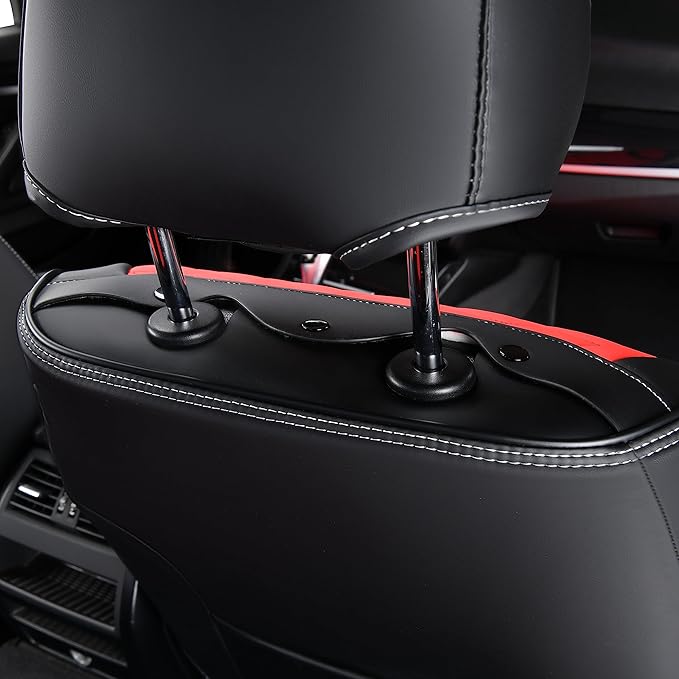 FLORICH Seat Covers for Cars, Waterproof Seat Covers, Leather Car Seat Covers 2 Pack, Universal Seat Cushion Protector for Most Cars Trucks SUV-Black&Red