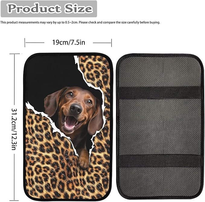 Dachshund Dog Car Center Console Cover for Women Non Slip Decorative Armrest Cushion Cover Cute Dog Automotive Decorations for Cars Vehicles SUV, Easy to Install