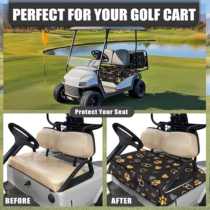 Biyejit Golf Cart Seat Covers with 4 Pockets Golf Cart Seat Towel Blanket Fits 2-Seat Golf Carts, Golf Cart Accessories