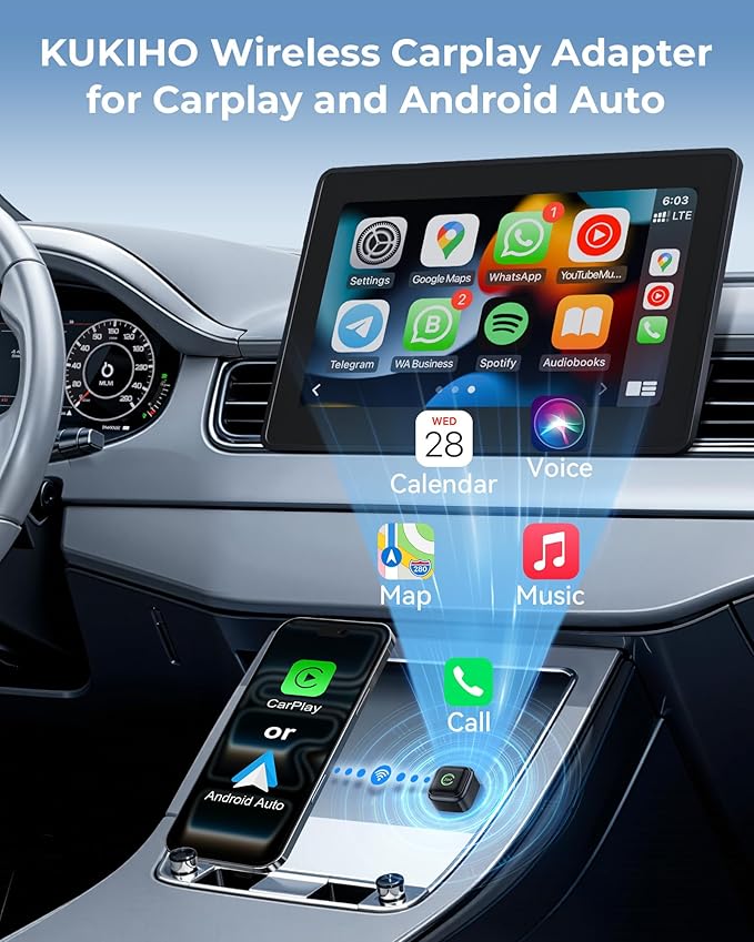 Wireless CarPlay Adapter, Convert Wired to Wireless, 2-in-1 CarPlay & Android Auto, Mini Plug & Play, Fast Auto-Connect & No Latency, USB/USB-C for Cars with Built-in CarPlay & iOS 10+/Android 11+