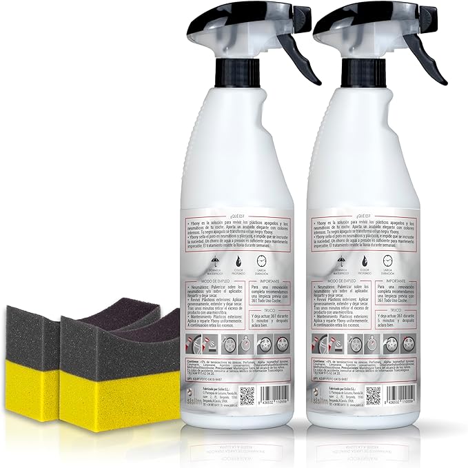 Sisbrill Ybony Plastic Restorer for Cars – Renews Faded Plastic Trim, Protects Against UV & Dirt – Pack of 2 (25 fl oz Each)
