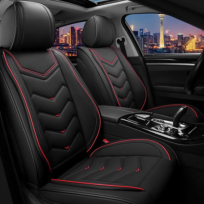 CTDS Car Seat Covers for Jeep Grand Cherokee L 2021-2026, Stylish Sport Seat Cover, Premium Nappa Leather Car Seat Cover. Automobile Seat Covers Sets.(Standard 2 Seats/Black)