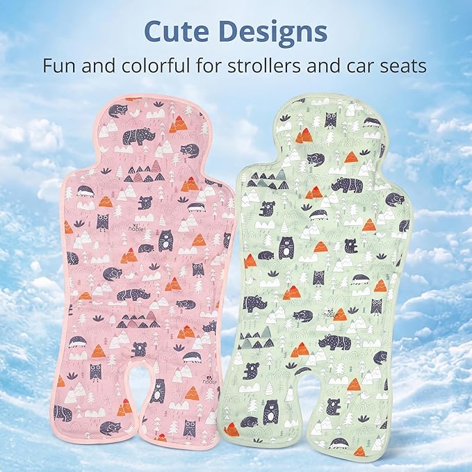 Pinkunn 2 Pcs Gel Car Seat Cooling Pad for Baby Summer Breathable Ice Cushion Multifunctional Ice Stroller Cooler Mat for Stroller Baby Dining Chair Child Safety Seat(Bright Color,Forest)