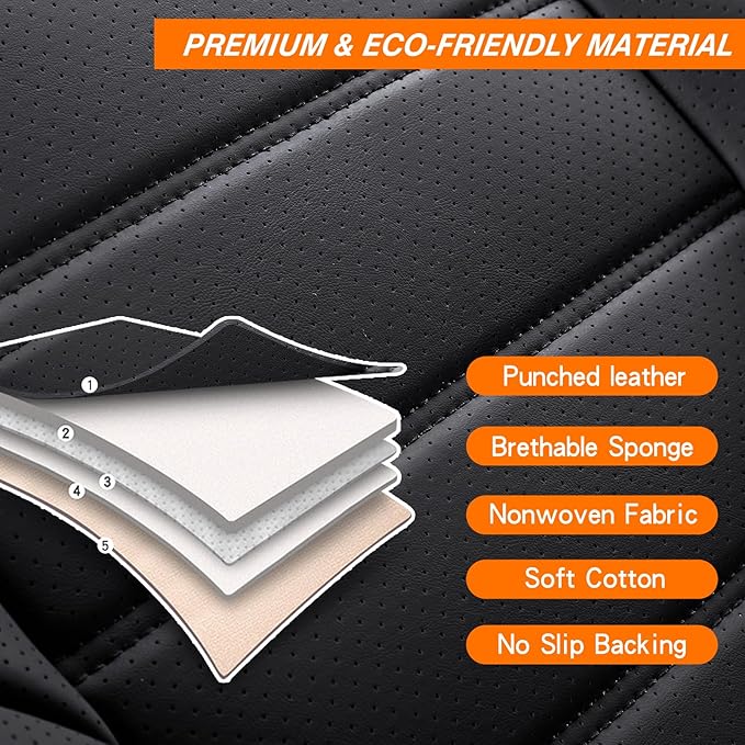 Seat Covers, Car Seat Covers Front Seats, Car Seat Cover, Car Seat Protector Waterproof, Car Seat Cushion Nappa Leather, Black Seat Covers Carseat Cover Universal Fit for Most Cars