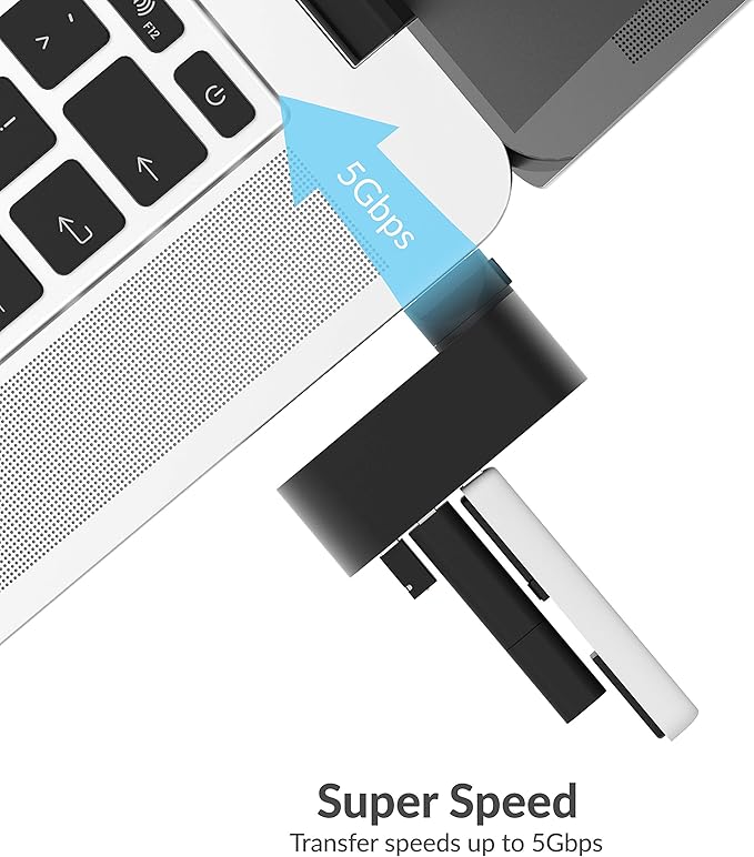 SABRENT Premium 3 Port Aluminum Mini USB 3.0 Hub [90°/180° Degree Rotatable] (HB-R3MB)