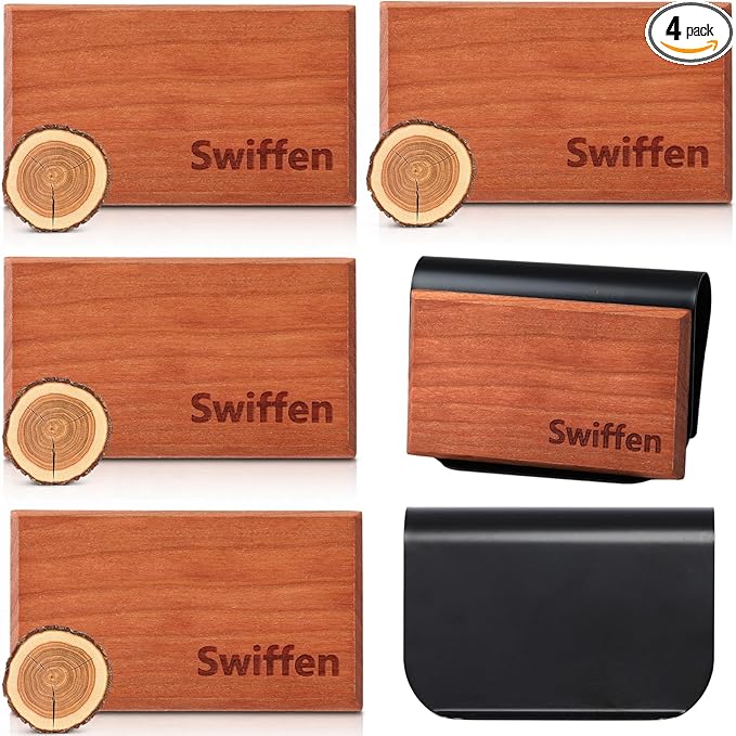 4 Pcs Car Wood Air Freshener Tectona Grandis Wood Fragrance Automotive Odor Eliminator for Visor Clip Vehicle Scent Diffuser with Scent Refill, Clip Included