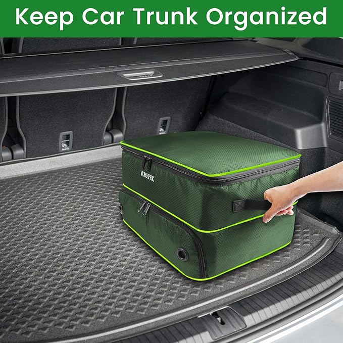 YOREPEK 2 Layer Golf Trunk Organizer, Golf Gifts for Men with Separate Ventilated Compartment for 2 Pair Shoes, Waterproof Car Trunk Locker for Balls, Tees, Clothes, Gloves, Gifts for Golfers