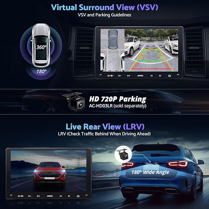 S8 Gen2 9inch 4G+32G Android Double Din Car Stereo, Built-in 4G, Wireless CarPlay & Android Auto, Dual Bluetooth, ChatGPT AI, GPS Tracking, VSV(Virtual Surround-View) Parking, S8G2094MS