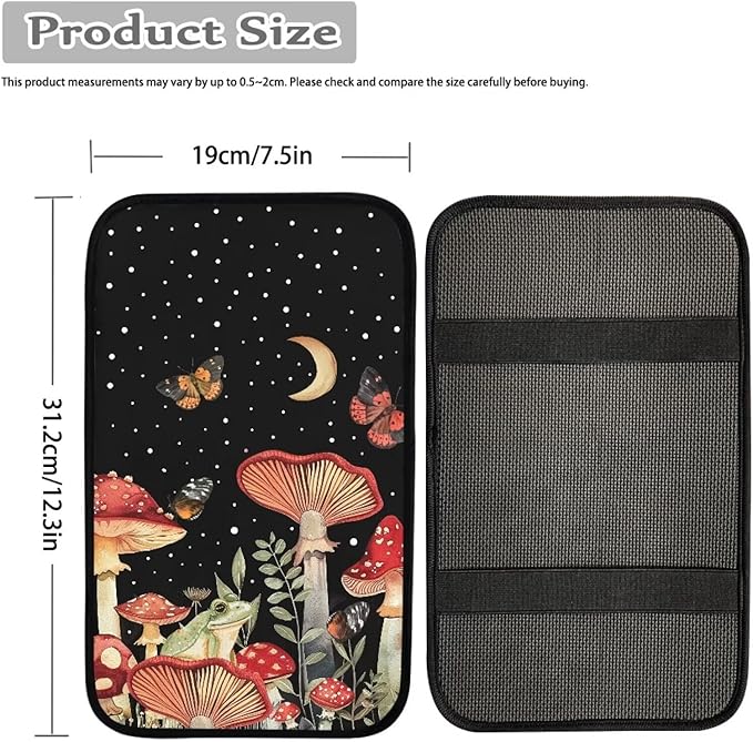 Dreaweet Car Center Console Cover Cute Mushroom Car Accessories for Women Girly Universal Car Armrest Cover for Truck SUV Sedan,Car Arm Rest Cover Pad