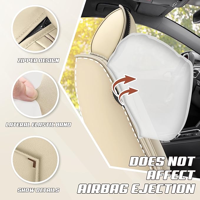 Car Seat Covers Fit for Infiniti g37 2000-2026, Stylish Sport Seat Covers, Waterproof Wear-Resistant Premium Nappa Leather Car Seat Cover.(Full Set with Pillow/Beige)