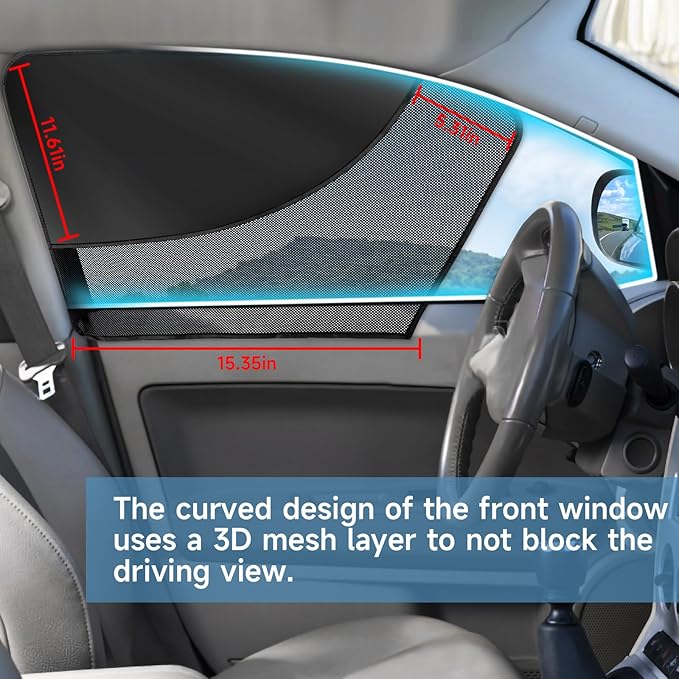 2 PCS Car Window Shades, Magnetic Double Layer Car Side Window Sun Shades with Full Shade/Half Shade, Front Window Covers for Driver,Car Accessories