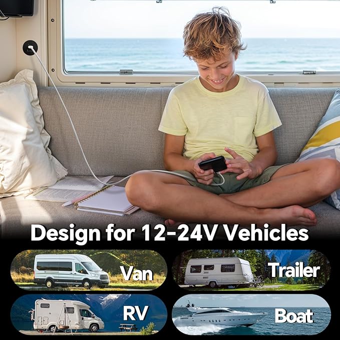 Acegoo 78W 12V USB Outlet, Dual 30W PD3.0 Type-C & 18W QC3.0 Aluminum Car Charger Socket, Multi Port Fast Charging Replacement Socket Accessories for RV Camper Trailer Truck Boat (1 Pcs)