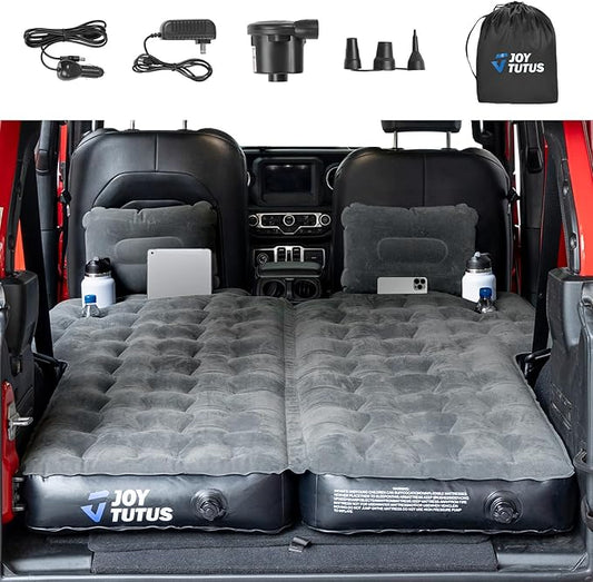 JOYTUTUS SUV Air Mattress for Camping w/Air Pump Compatible with Wrangler JL, Comfort SUV Inflation Mattress w/2 Pillows for 2018-2026 Wrangler JL 4 Door (Don't for 4XE) - Dark Grey
