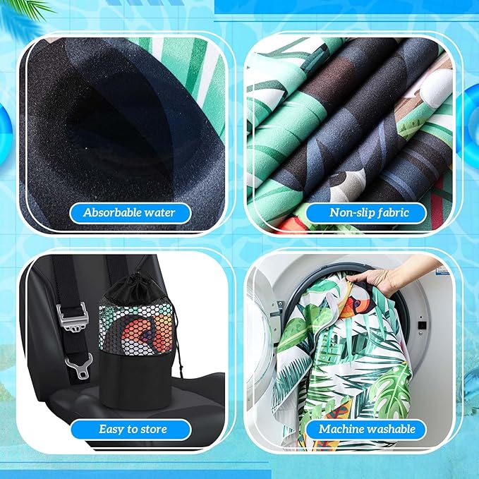 2 Pack Car Seat Towel Covers with Storage Bag 63 x 32 Inch Athletic Running Towel Seat Sweat Washable Non Slip Cover Gift for Car Outdoor Sport Activities (Tropical Toucan)