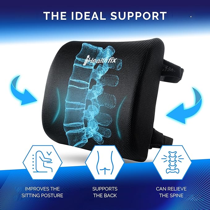 Healthfix® Car Lumbar Support Pillow | Back Cushion to Help Improve Posture (Hard)