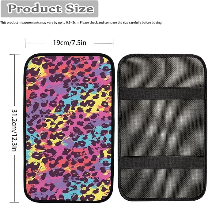 Dreaweet Rainbow Leopard Print Center Console Cover Car Accessories Interior Universal Middle Console Covers for SUV Truck Universal Fit Scratch & Wear Resistant Car Armrest Storage Box Mat Protector