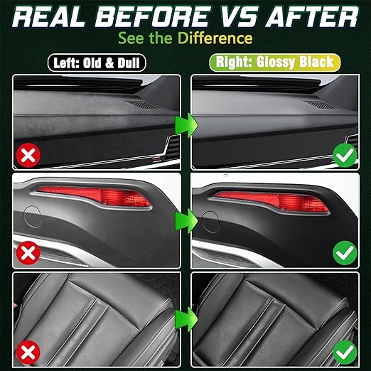 Plastic Restorer for Cars, 100ml Long-Lasting Black Trim Restorer, Waterproof, UV & Stain-Resistant, Ceramic Coating-Helps Repair Faded or Damaged Black Plastic Trim - Works in Seconds
