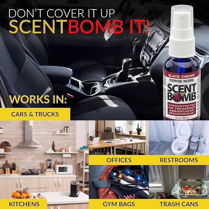 Scent Bomb Air Freshener Spray, Long-Lasting Odor Eliminator - Effective Deodorizer for Home & Car, Fresh Room Spray for Kitchen, Bathroom & Smell Neutralizer - 1 oz Pack of 4, Gardenia Scent