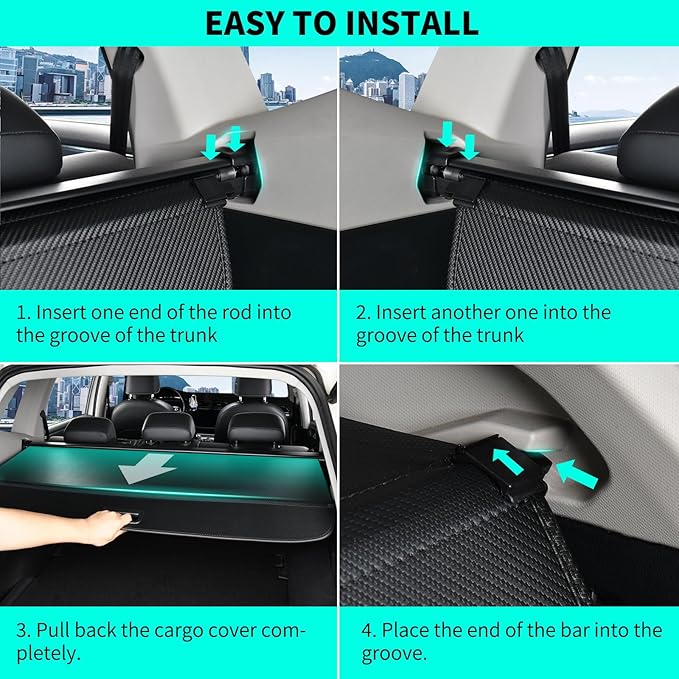 Tecoom Retractable Trunk Cargo Cover fit for Chevrolet Chevy Trax 2024, Rear Car Trunk Cover Accessories, Carbon Fiber Anti-Peeping Security Shade Luggage Privacy Screen