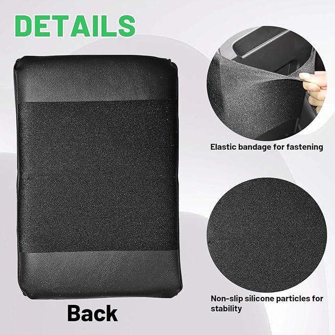 Center Console Heighten Cover Universal Leather Memory Foam Armrest Booster Cushion Car Interior Accessories Arm Rest Storage Box Protector for Cars, SUVs, Trucks (Black)