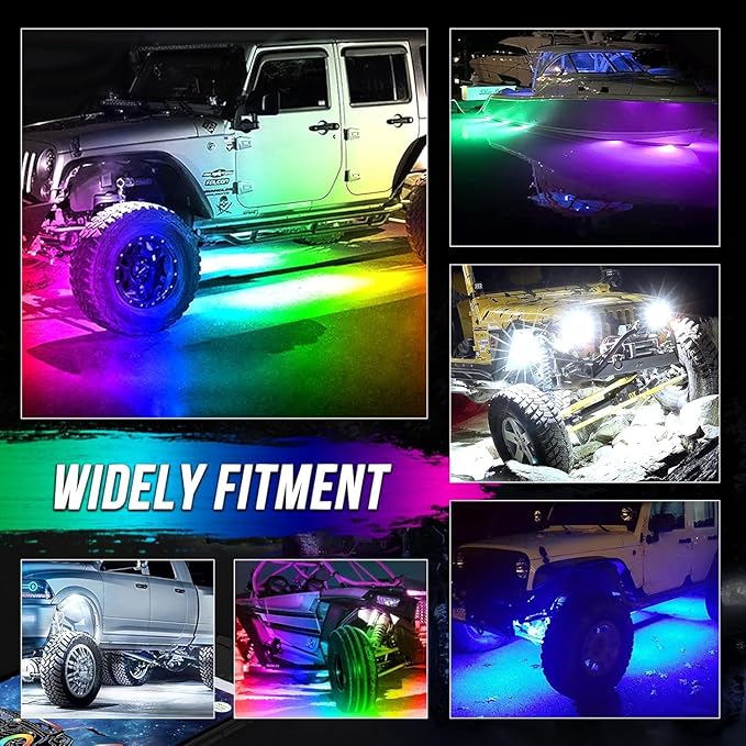 Rock Lights for Trucks, 8 Pods RGB LED Rock Lights with APP/Remote Control & Music Mode, High Bright Multilcolor Waterproof IP68 Rock Neon Light Kits for Pickup Off Road RZR SUV ATV UTV Car