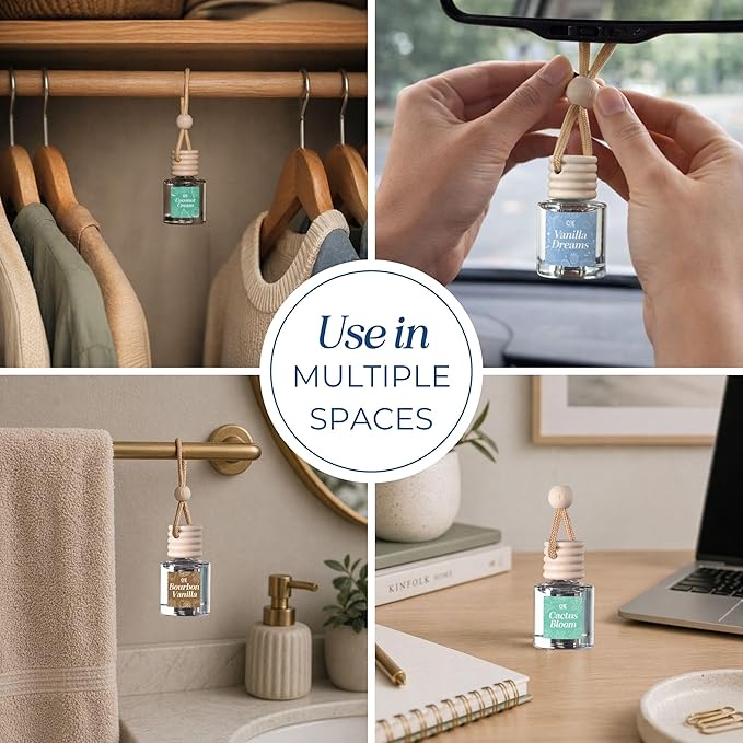 CE Craft Car Air Fresheners - Hanging Car Air Freshener Diffuser - Reusable Bottle with Long Lasting Car Oil Scent - 2 pack, Pistachio + Brazilian Jasmine