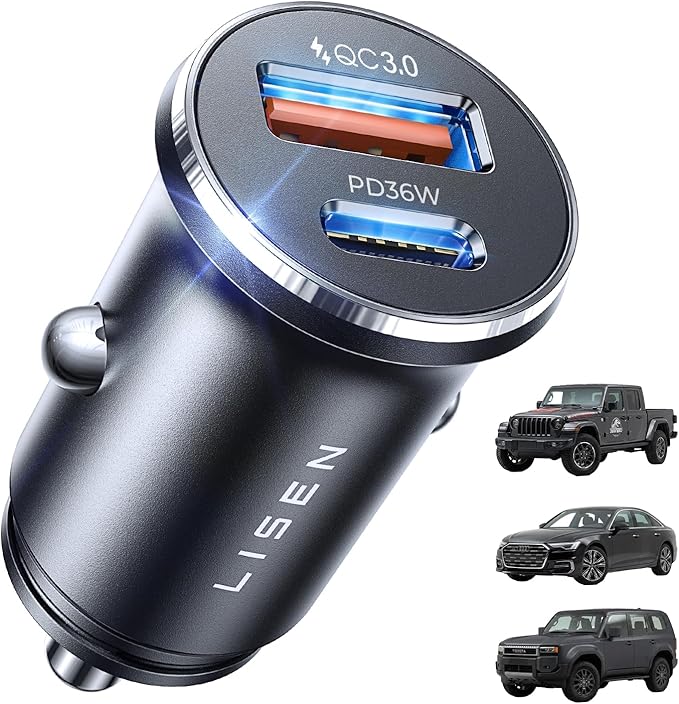 LISEN 69W Mini Cigarette Lighter Adapter Car Charger USB C Fast Charging, 12V Cigarette Lighter USB Car Charger Fast Charging Adapter, for iPhone 17 Pro Max 16 15 14 13 12 Plus Mini, Samsung S26 S25