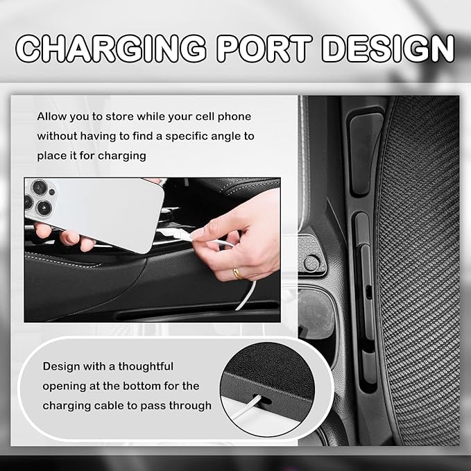 2PCS 2026 Upgraded Car Seat Gap Filler Organizer,Deepened 2-in-1 Car Gap Seat Filler with Storage Slots & Reserved Charging Hole,Universal in Between Cars Seats Catcher