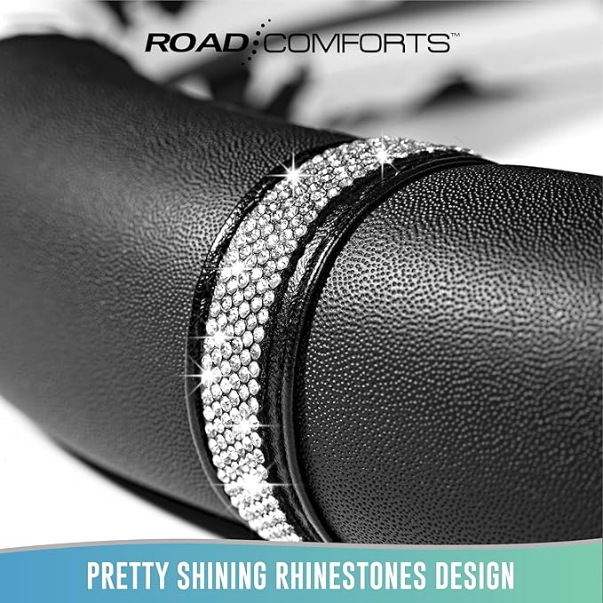 Road Comforts Cow Pattern Steering Wheel Cover - Made with PVC Leather - Anti-Slip, Universal Fit 14 1/2 inches to 15 inches