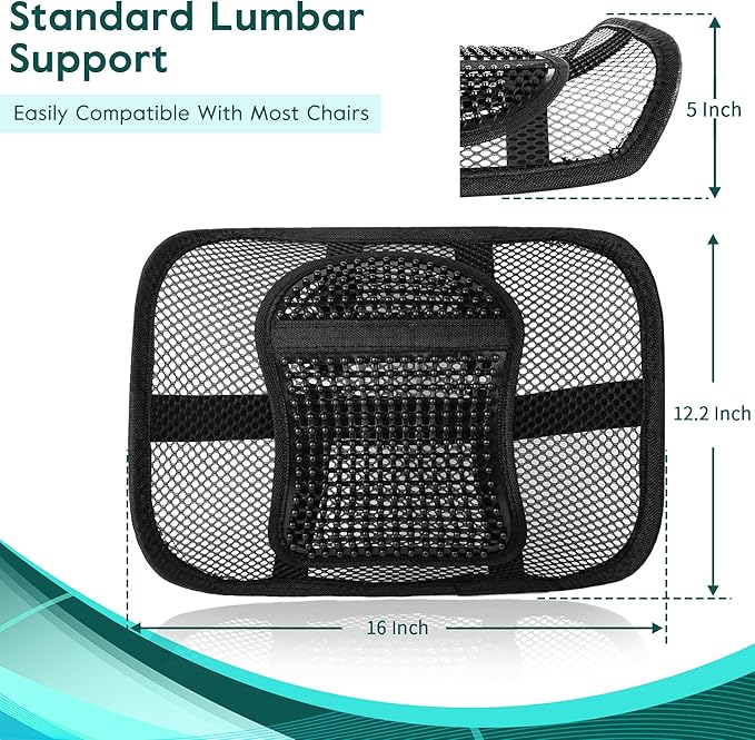 Samyoung 2 Pack Mesh Back Lumbar Support, Back Support Seat Cushion with Breathable Mesh for Office Chairs Car 12” x 16”