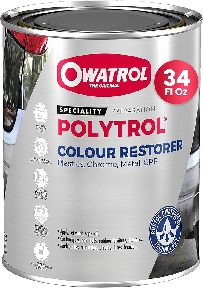 OWATROL Polytrol Plastic Restorer for Cars 34 Oz, Color Restorer, Car Bumpers, Chrome, Penetrating Oil for Multipurpose, Metals to Restore Faded Plastic and Surfaces
